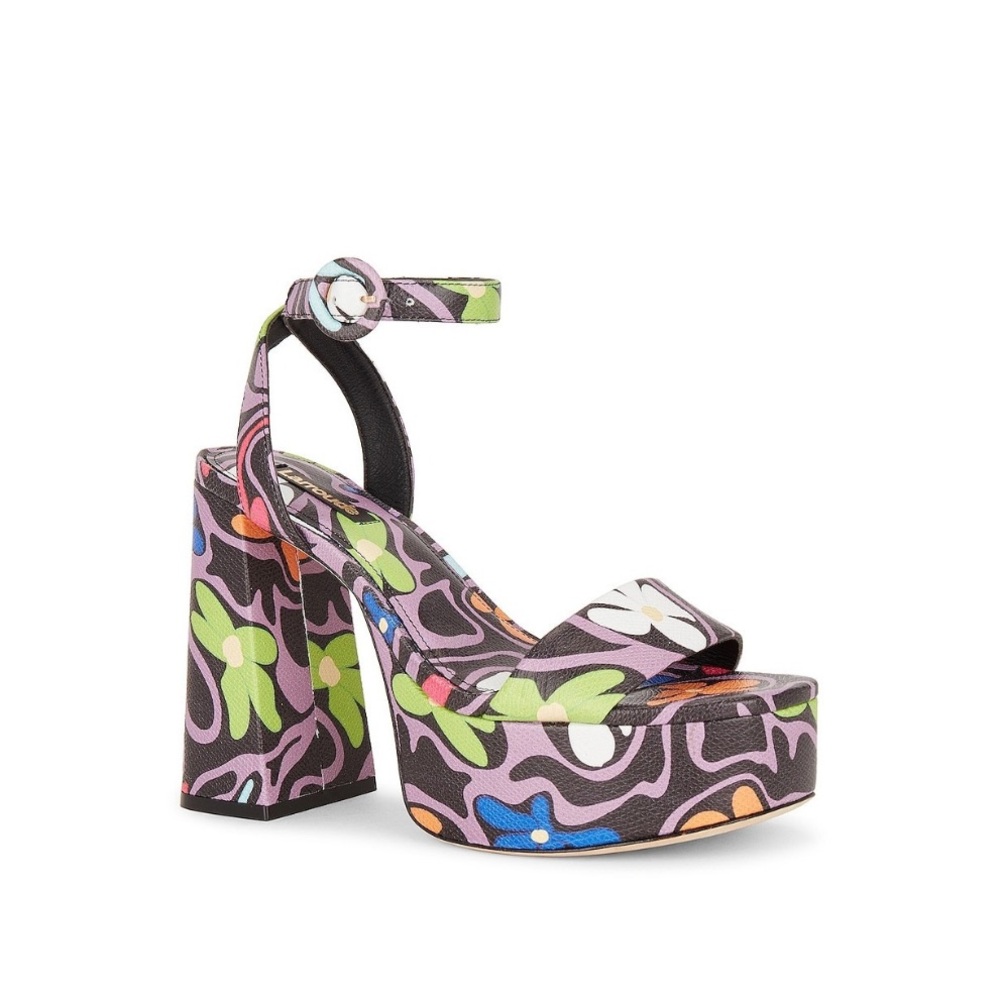 Larroude Green and Purple Platform Sandals